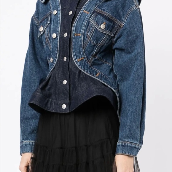 NWT ALEXANDER MCQUEEN LAYERED PEPLUM DENIM TROMPE L'OEIL JEAN JACKET IT 44 US 8 - Picture 3 of 12